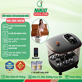 Bồn (Máy) Ngâm Massage Chân Nikio NK-195 NEW - Tự Động Làm Nóng Nước Và Giữ Ấm Nước, Tùy Chỉnh Được Nhiệt Độ Nước, Có Điều Khiển Cầm Tay - Cải Thiện Giấc Ngủ, Giảm Stress, Giảm Đau Nhức Chân, Lạnh Chân - Màu đen