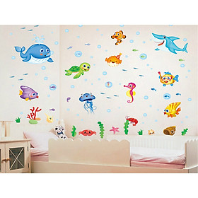 Decal dán tường đàn cá đại dương xl7206