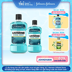 Nước Súc Miệng hơi thở thơm mát Listerine Cool Mint 750ml Tặng Nước Súc Miệng Listerine Coolmint 250ml