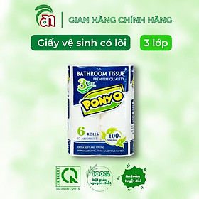 Giấy vệ sinh cuộn nhỏ có lõi cao cấp siêu dày, siêu mịn PONYO premium 3 lớp 6 cuộn/lốc - Thiên An Nam paper
