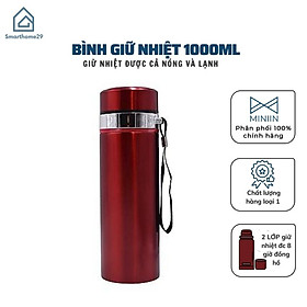 Bình Giữ Nhiệt Nóng, Lạnh Inox, Bình Lưỡng Tính Ly, Cốc Cách Nhiệt Cao Cấp , 1000ml 2 Lớp, Có Tấm Lọc, Giữ Nhiệt Lên Đến 8 Tiếng - Hàng Chính Hãng MINIIN