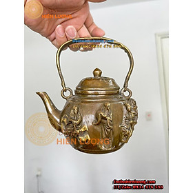 Mua Bình Trà Bát Tiên Màu Nâu Giả Cổ Bằng Đồng - Vật Phẩm Phong Thủy
