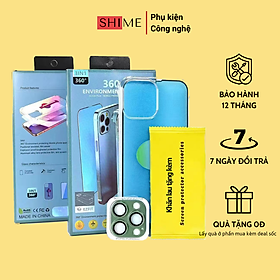 Kính cường lực 3in1, Kính có khung tự dán kiêm ốp điện thoại, tặng kèm mắt camera, Bảo vệ điện thoại toàn diện cho điện thoại iphone