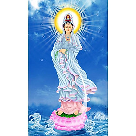 Mua Tranh dán tường 3D Quan thế âm bồ tát - vải lụa phủ kim tuyến