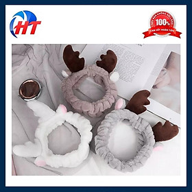 Băng Đô Sừng Hươu 3D Vải Nhung Mềm Mại (Giao màu ngẫu nhiên)