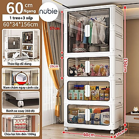 Mua Tủ Nhựa Gấp Gọn Nubie Ngang 60/70/80cm Có Ngăn Treo Quần Áo  Đựng Đồ Dùng Size Lớn  Bánh Xe Xoay