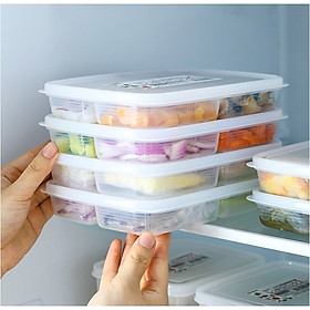 Mua Bộ 2 hộp đựng thực phẩm sạch có 4 ngăn được làm từ chất liệu nhựa PP cao cấp  chia ngăn 710mL - Hàng Nhật nội địa