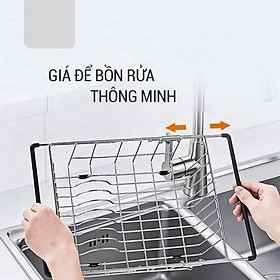 Mua RỔ GÁC BỒN RỬA CHÉN INOX 304 Có Thể Co Rút Điều Chỉnh Độ Dài Thông Minh  KBRK33
