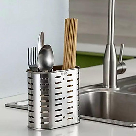 Ống cắm đũa INOX 2 ngăn không gỉ dáng bầu dục mã 9901