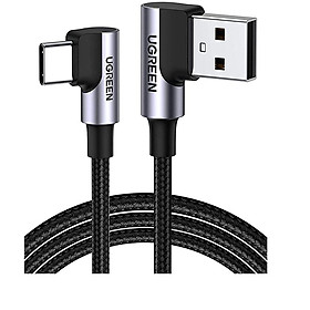 Mua Ugreen UG70875US176TK 3M màu Đen 3A Cáp sạc   truyền dữ liệu USB 2.0 sang USB-C vuông góc 90 độ dây dù - HÀNG CHÍNH HÃNG