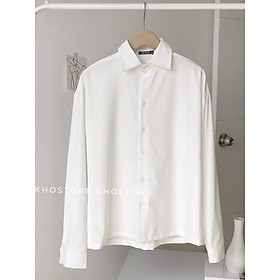 Áo sơ mi nữ phom rộng, sơ mi 1 túi công sở chất vải cotton mát, áo nữ thời trang phù hợp mặc đi học đi làm