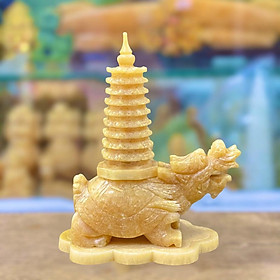 Mua Tượng Long Quy Cõng Tháp - Long Quy Phong Thủy Đá Ngọc Hoàng Long   Đá Serpentin Cao 20cm