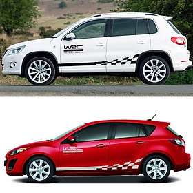 Bộ Tem Decal WRC Kẻ Sọc ô Cờ Dán Sườn Xe ô Tô Ms-100