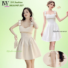 Đầm váy thiết kế hai dây tơ xốp tổ ong xòe 2s cúp ngực xếp ly trắng đi biển dự tiệc dạo phố bigsize gợi cảm sexy