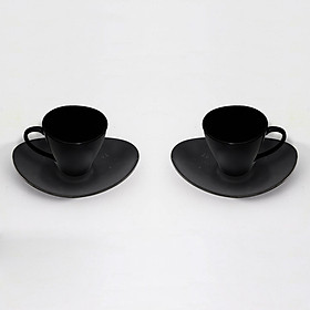 BỘ 2 LY SỨ CÀ PHÊ Q'TESSENCE 80ML VÀ DĨA LÓT LY