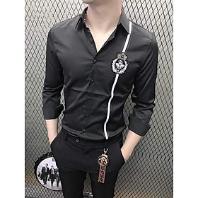 ÁO SƠ MI LỤA KHÔNG NHĂN,2 MÀU SANG TRỌNG,HỌA TIẾT LOGO ÁO SIÊU NGẦU THỜI TRANG MỚI KME