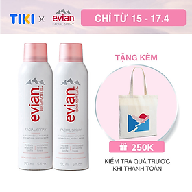 Combo 2 xịt khoáng cấp ẩm và làm dịu da Evian 150ml x 2