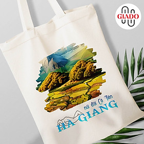 Túi canvas GIADO, túi vải bố, túi tote mẫu Hà Giang núi Cô Tiên