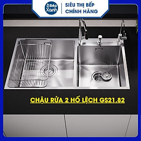 Mua Chậu rửa chén 2 hố lệch Garis GS21.82 - Hàng Chính Hãng