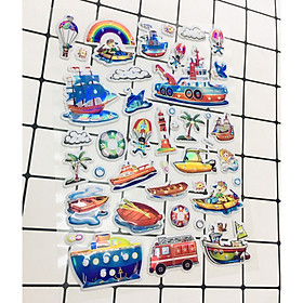 Hình Dán Bé trai sticker Nổi 3D set 2 bảng ( 56 miếng ảnh )