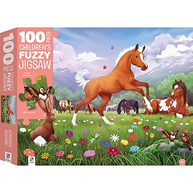 100 Piece Children's Fuzzy Jigsaw: Horses