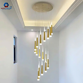 Mua Đèn chùm thông tầng pha lê SuperVilighting trang trí cầu thang đèn thả trần bảo hành 24 tháng