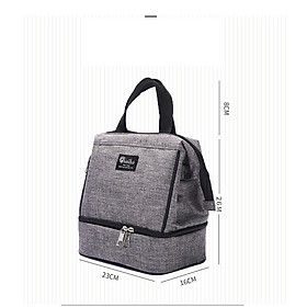 Mua Túi đựng cơm  Túi cách nhiệt 2 ngăn 23x16x34cm Bivilas (Xanh  Xanh lá  Cam  Xám  Đỏ   Đen)
