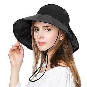 Mũ mặt trời rộng của phụ nữ, UV UV UPF hơn 50 Thở trong Capelines Woman Capeline Beach Mũ với dây đeo cằm và Bowknot cho Bãi biển Bãi biển Bãi biển