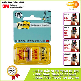 Vỉ 50 miếng noted đánh dấu trình ký Post It Sign Here 3M SB-680-9 - Đánh dấu, phân trang tập vở tài liệu