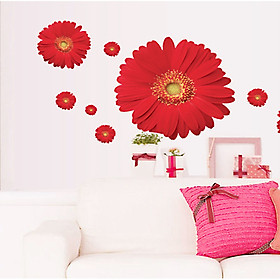 Decal dán tường - hoa đồng tiền đỏ