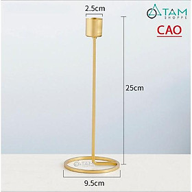 Chân nến cắm nến cây taper màu vàng đồng H-CHN-15