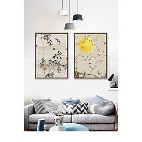 Mua Tranh treo tường phòng khách  phòng ngủ -Tranh treo bộ 2 tấm dọc M11663/ Gỗ MDF cao cấp phủ kim sa/ Chống ẩm mốc  mối mọt/Bo viền góc tròn
