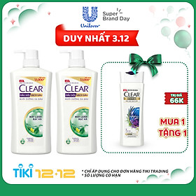 Combo 02 Dầu Gội Trị Gàu Clear Mát Lạnh Bạc Hà