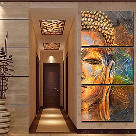 3Pcs/Set Oil Painting Buddha Figure Half Face Home None Frame Portrait