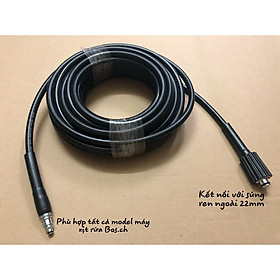 10M DÂY PHUN ÁP LỰC CHO MÁY PHUN XỊT RỬA BOS.CH, BOS.CH-AQT(HÀNG OEM) 1 ĐẦU CẮM NHANH,1 ĐẦU NỐI SÚ.NG REN NGOÀI 22MM
