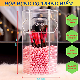 Mua Hộp Đựng Cọ Trang Điểm Ngọc Trai Acrylic- Hộp Cọ Trong Suốt Sang Trọng- Lọ Đựng Cọ Kèm Hạt Trang Trí 3D- Hộp Makeup Brush Holder Cao Cấp- Hộp Đựng Cọ Trang Điểm Hạt Ngọc Tinh Tế