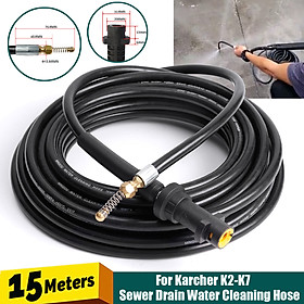 15M Drain Sewer Pipe Cleaning Hose Nozzle For Karcher K2-K7 High Pressure