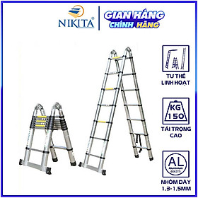 Mua Thang nhôm rút đôi  có bánh xe di chuyển tiện lợi  thanh giằn khóa và thân thang an toàn  chiều cao từ 3 8m - 8m