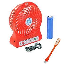 Mua Combo Quạt Mini  + Tặng Kèm Cáp Sạc  Pin Và ĐÈN LED USB ( giao màu ngẫu nhiên)