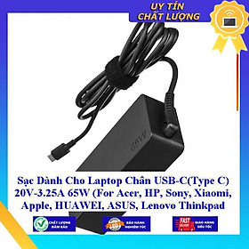 Sạc dùng cho Laptop Chân USB-C(Type C) 20V-3.25A 65W ( For Acer, HP Sony Xiaomi Apple HUAWEI ASUS Lenovo Thinkpad ) - Hàng Nhập Khẩu New Seal