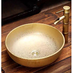 Mua Chậu sứ lavabo để bàn hoa văn nghệ thuật với tông màu vàng sang trọng