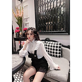 Sét áo sơ mi Tiểu Thư tau loe phối yếm đùi HÀNG THIẾT KẾ