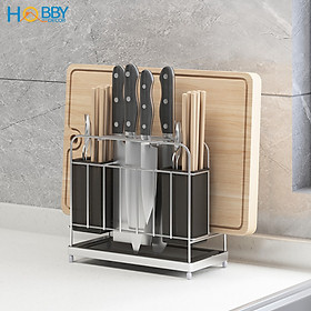 Kệ để dao thớt đũa muỗng đa năng HOBBY Home Decor KDMT2 Inox 304 kèm khay nhựa hứng nước