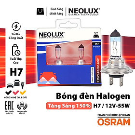Combo 2 Bóng Đèn Halogen Tăng Sáng 150% OSRAM NEOLUX Dùng Cho Xe Ô Tô Xe Máy Chân H4 H7 - Nhập Khẩu Chính Hãng