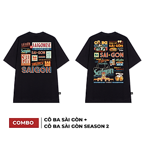 Combo áo thun local brand teeworld cô ba sài gòn & cô ba sài gòn season 2 nam nữ đen form rộng unisex