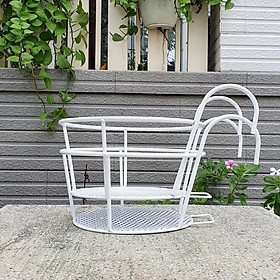 02 móc tròn treo hoa bằng sắt đặc sơn tĩnh điện có lưới đỡ chậu 22cm