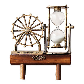 Sky Wheel Hourglass Rotating Sand Timer Home Decoration Wooden Base
