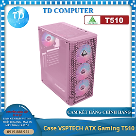 Mua Vỏ máy tính Case VSP T510  HỒNG  ~ không kèm FAN (ATX/Micro ATX) - Hàng chính hãng TECH VISION phân phối