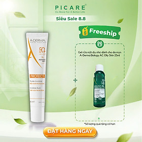Kem chống nắng dành cho da nhạy cảm a-derma protect invisible fluid spf50+ 40ml