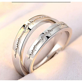 Nhẫn cặp bạc khắc hình nhịp đập - Trang sức bạc Panmila (ND.A5.B)